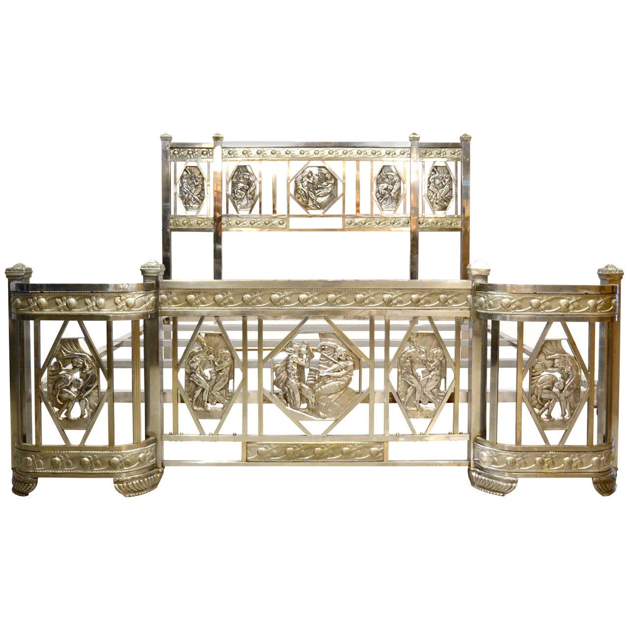 Art Deco NickelPlated KingSized Bed at 1stDibs art deco king bed