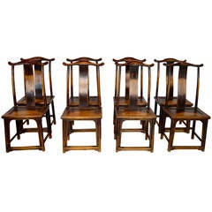 Yoke Crest Ming Style Chairs, Set of Eight
