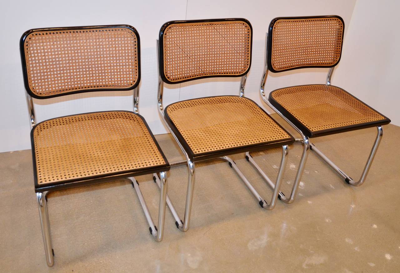 Mid-Century Modern Iconic Marcel Breuer Cesca Chairs in Black