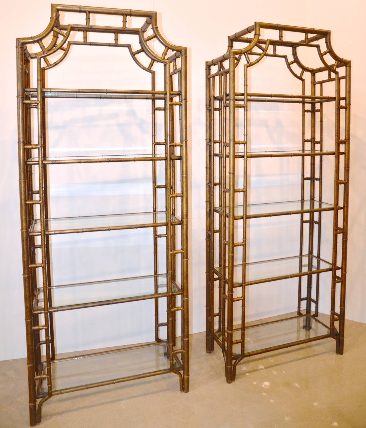 Hollywood Regency Faux Bronze Bamboo Étagères, Sold Separately