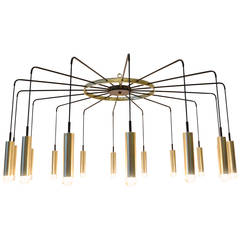 Brass and Steel Modern Spider Chandelier 11