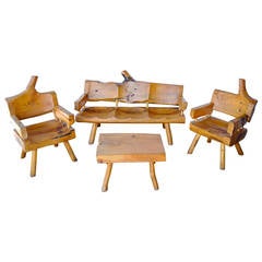 Mid-Century Carved Cypress Patio Set