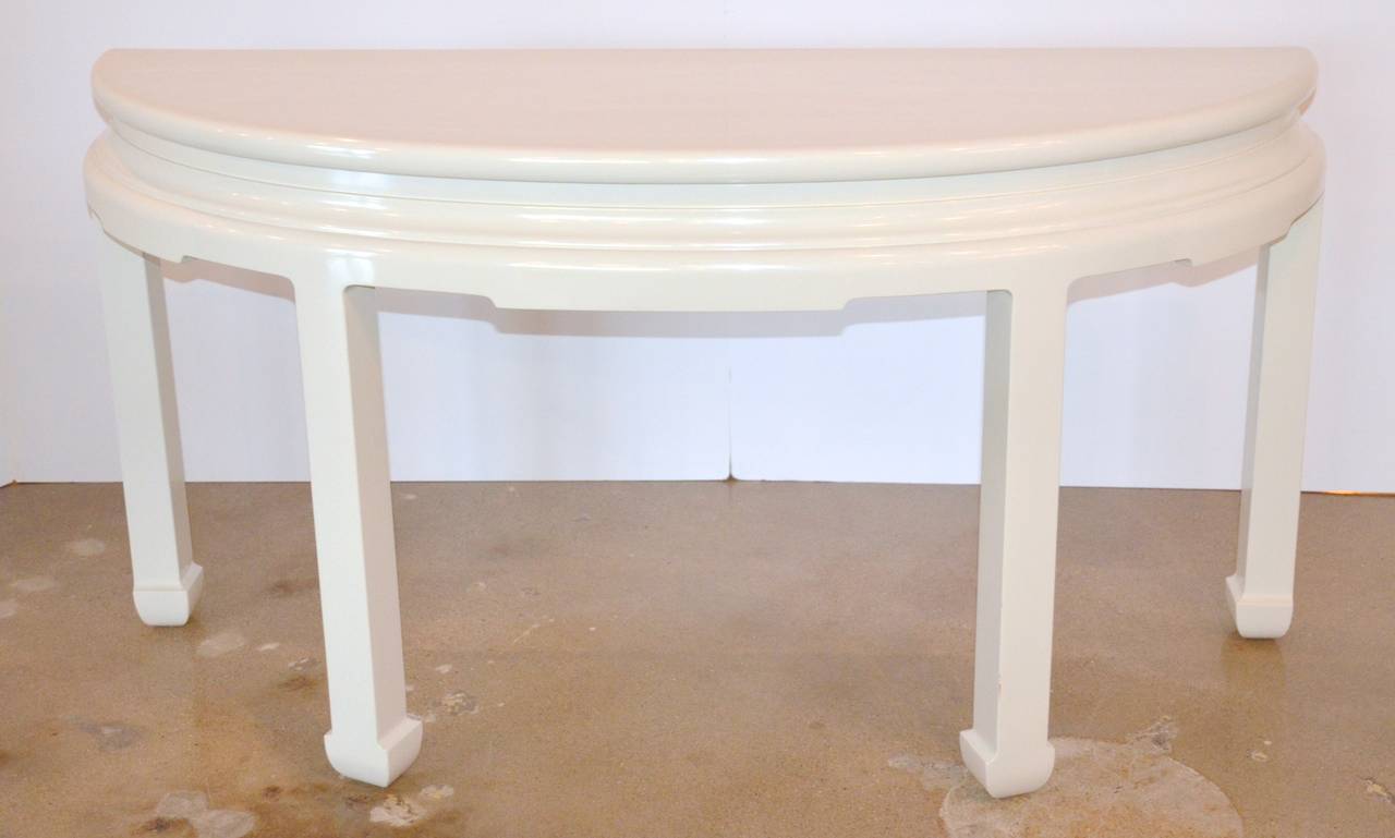 American Demilune Console in Ivory Lacquer