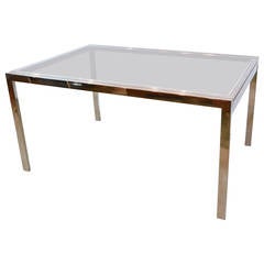 Milo Baughman Chrome and Glass Extension Table