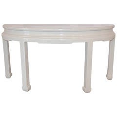 Demilune Console in Ivory Lacquer