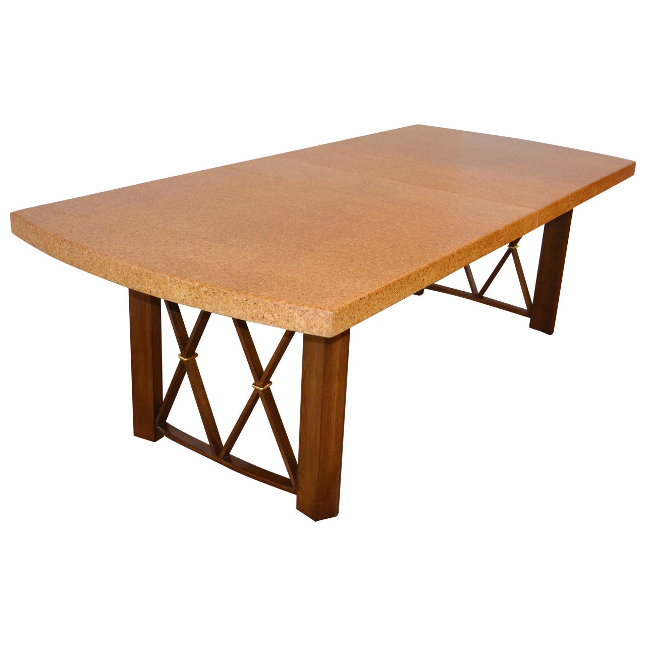 Paul Frankl's Cork, Walnut and Brass Dining Table for Johnson Furniture Co.