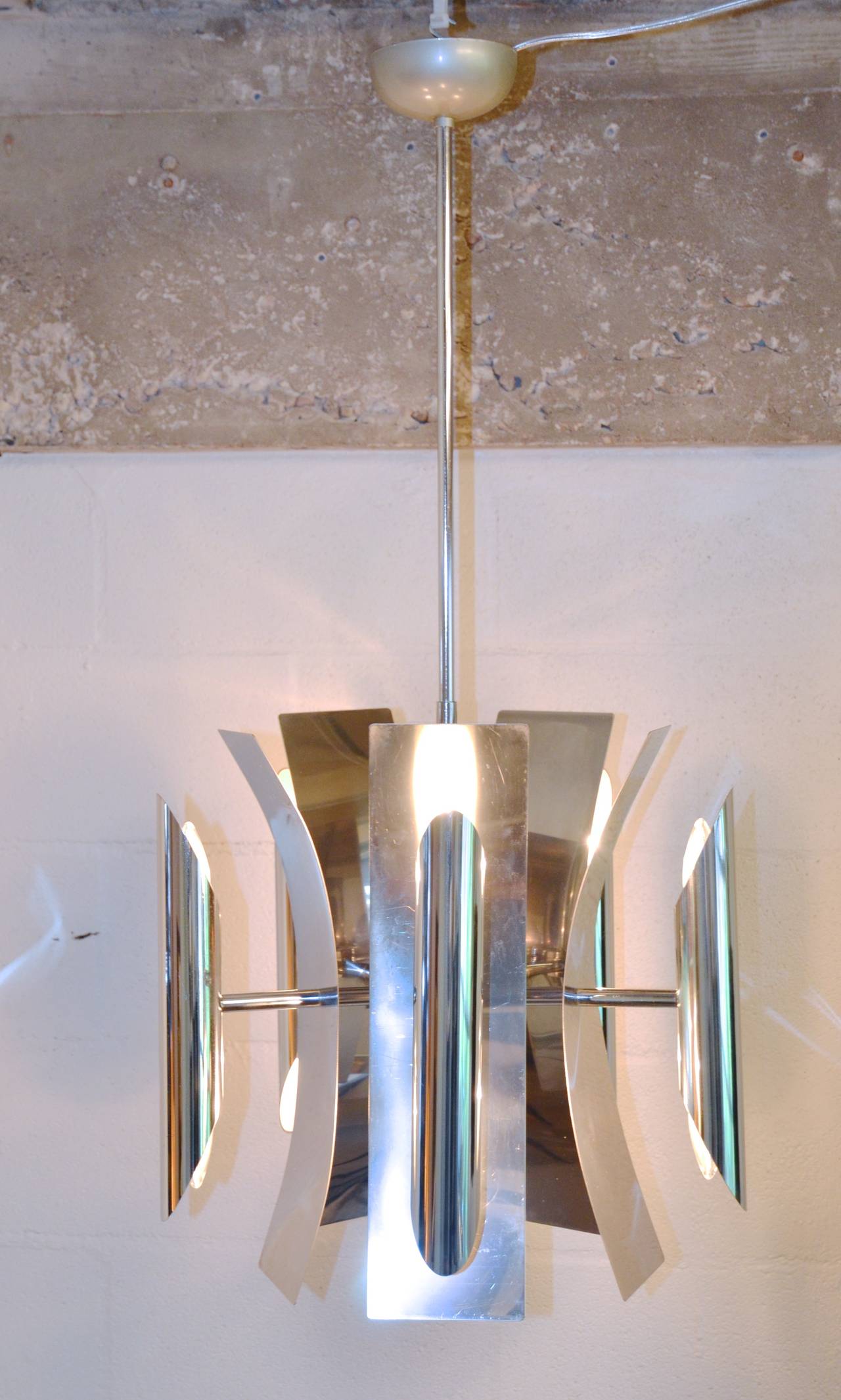 20th Century Mid-Century Modern Ten-Light Chandelier in Aluminum or Stainless, 1960s