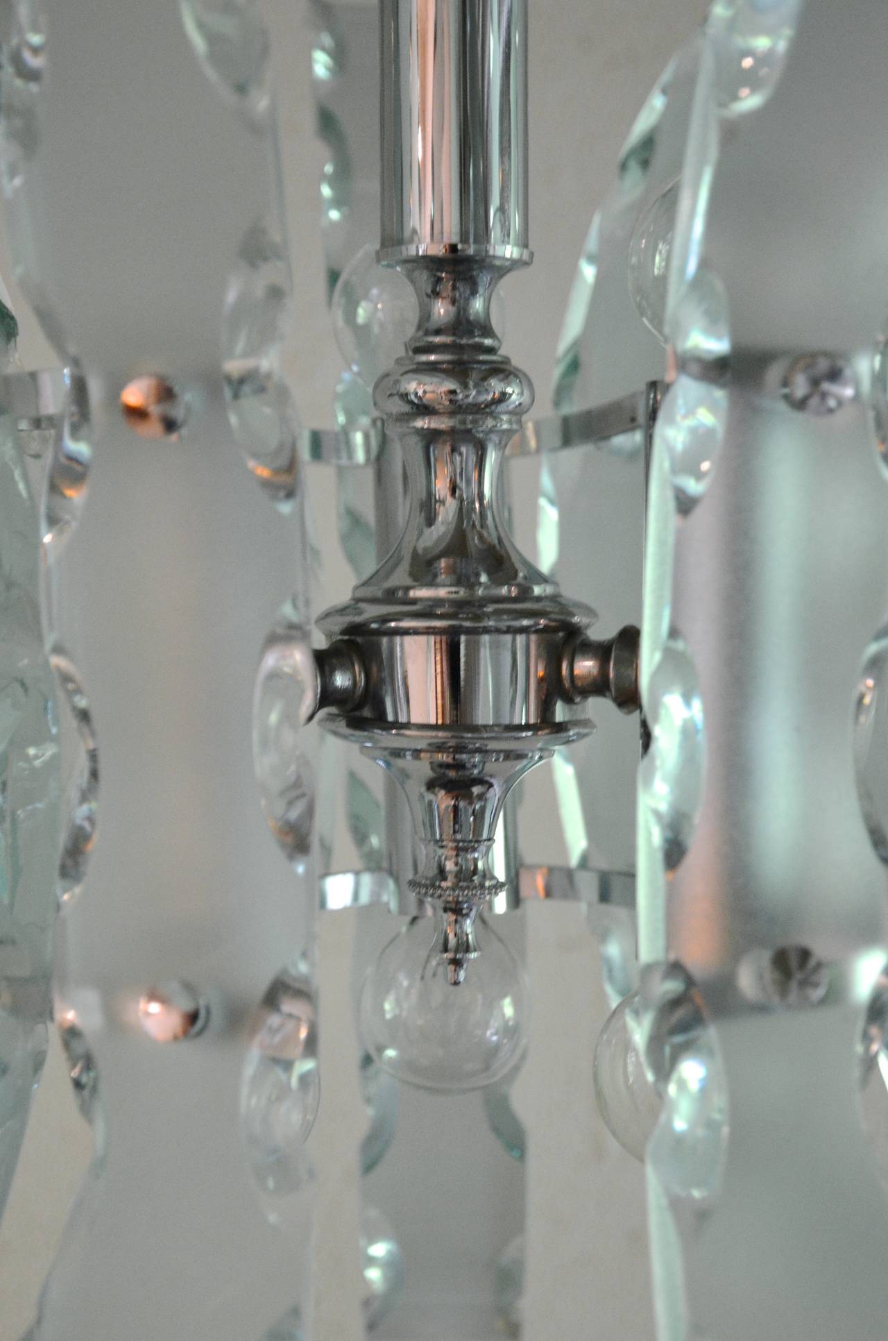 Italian Mid-Century Modern Curved Glass Chandelier 2