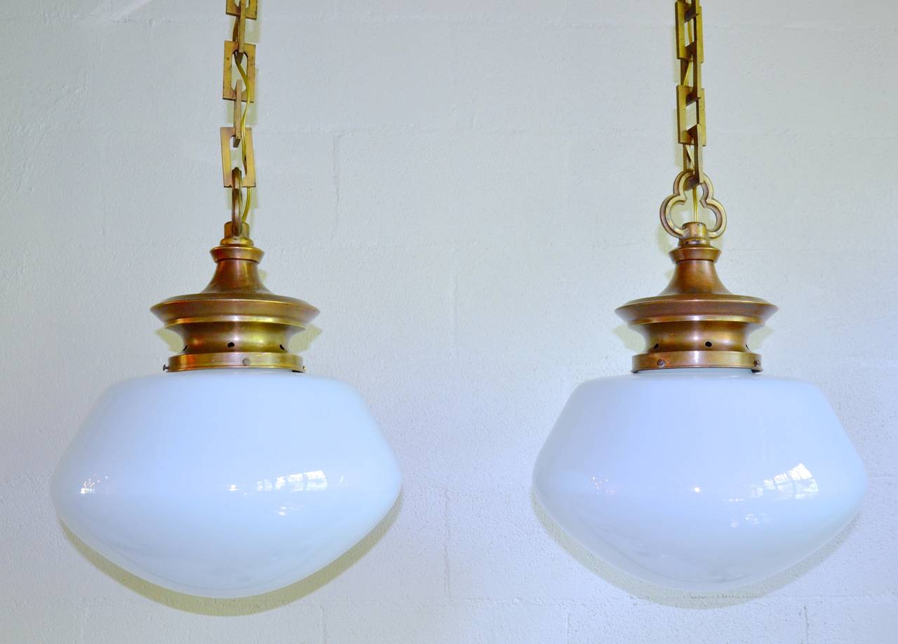 Large-Scale Library Pendants with Schoolhouse Globes 1