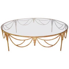 Gilt and Glass Round Cocktail Table