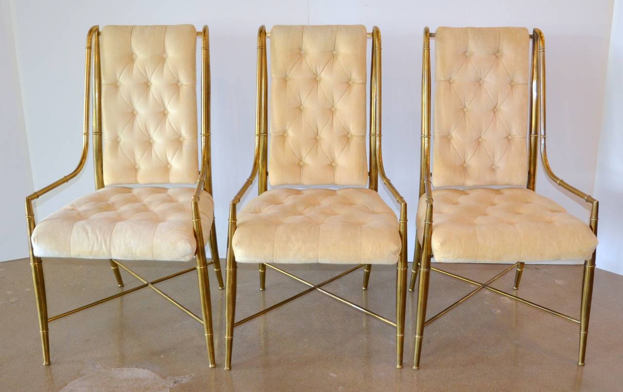 Hollywood Regency Mastercraft Brass Bamboo Chairs, Set of Eight, circa 1970