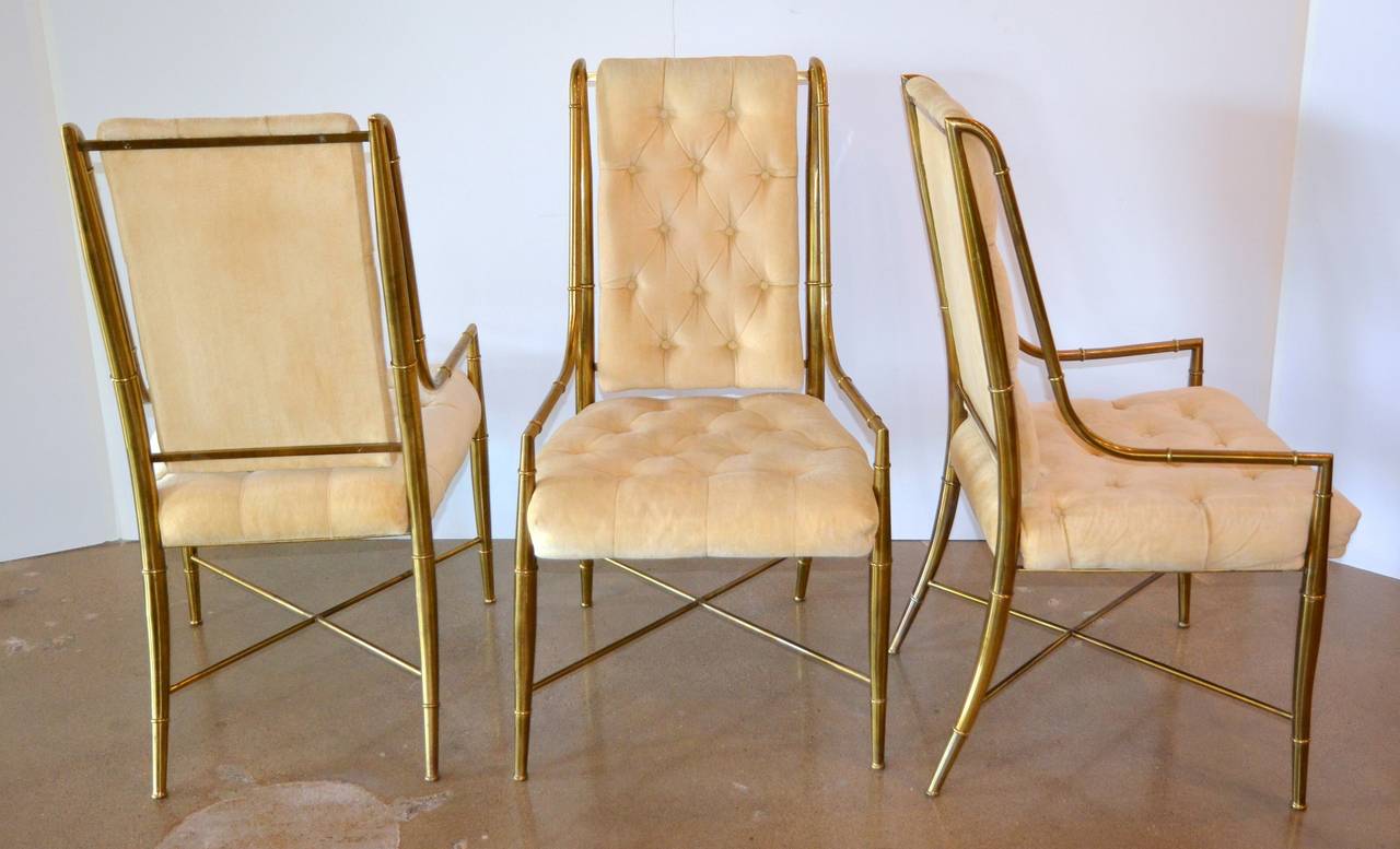 Late 20th Century Mastercraft Brass Bamboo Chairs, Set of Eight, circa 1970
