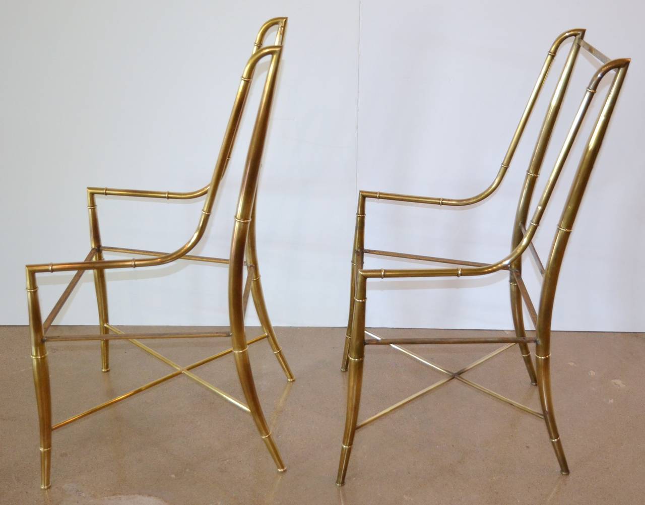 Mastercraft Brass Bamboo Chairs, Set of Eight, circa 1970 2