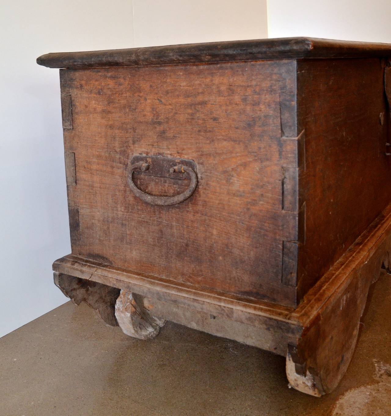 antique trunk with wheels