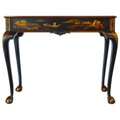 Chippendale Table, Black Lacquer and Chinoiserie, 19th Century