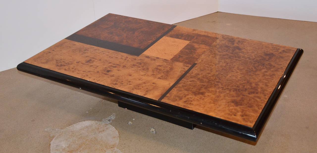 Black Lacquer and Burl Inlaid Cocktail Table 2