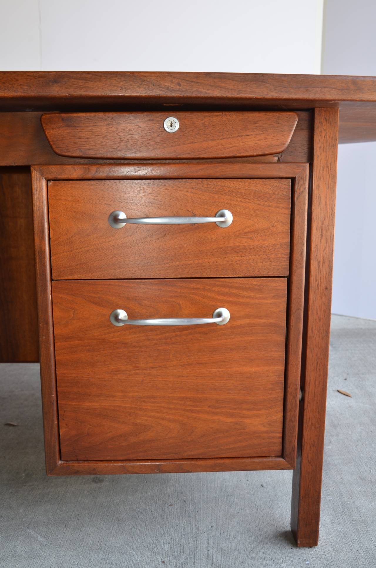 Mid-Century Walnut Demilune Executive Desk 2