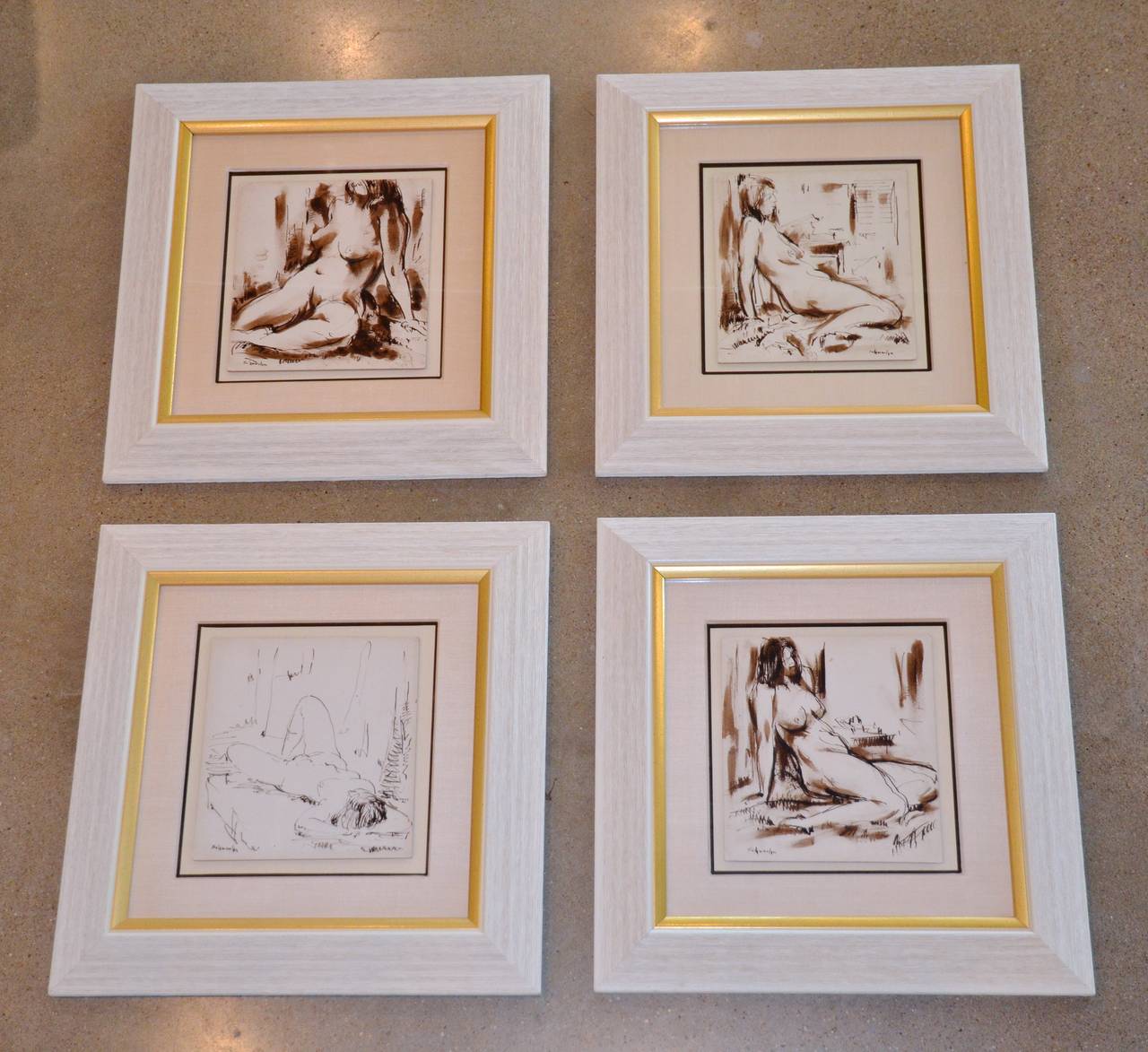 One drawing of a series of 4 by Geroge Schwacha Jr. (American 1908-1986). A renowned landscape painter, Schwacha reveals his gifts as a draftsman in these nude studies. He was highly respected by his peers and was president of the American Artists
