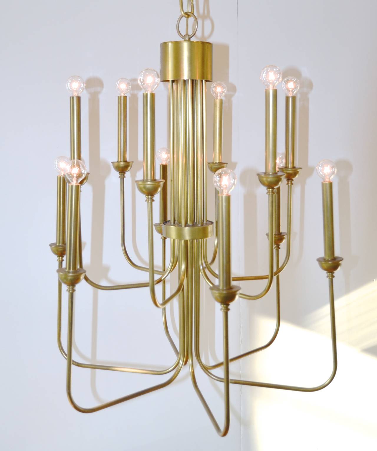 Mid-Century Modern Tommi Parzinger Styled Brass Chandelier