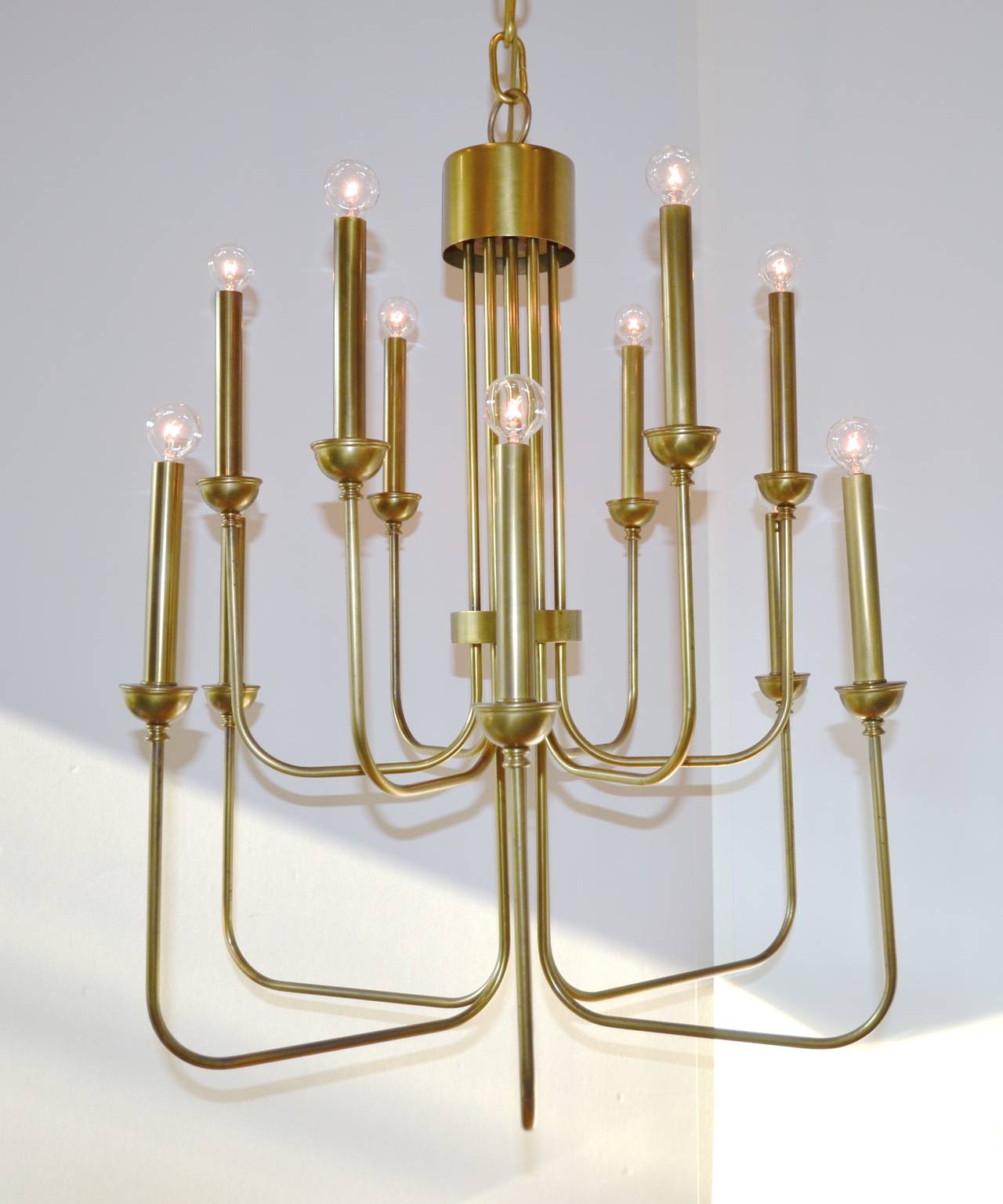 20th Century Tommi Parzinger Styled Brass Chandelier