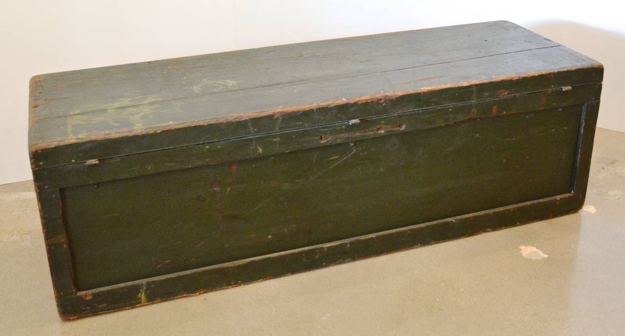 Green Painted Trunk, Table or Bench 1