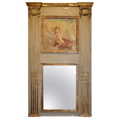 Louis XVI French Trumeau Parcel-Gilt Mirror