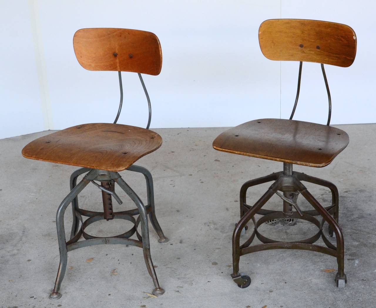 Mid-20th Century Eight Industrial Toledo Swivel Chairs by UHL Steel