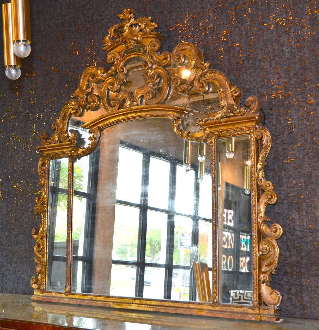 Large Giltwood Framed Italian Mirror, 19th Century 3