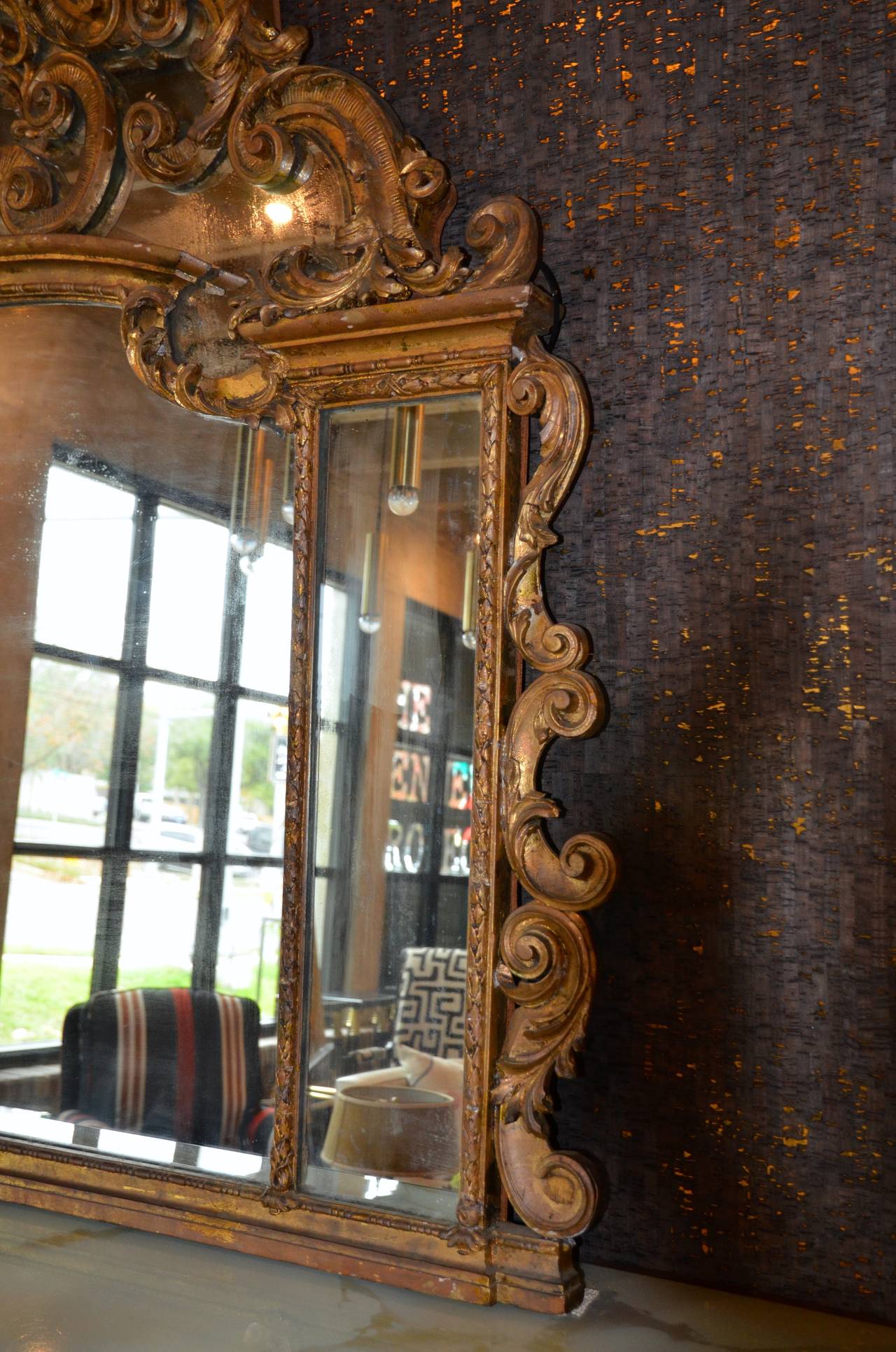 Large Giltwood Framed Italian Mirror, 19th Century 2