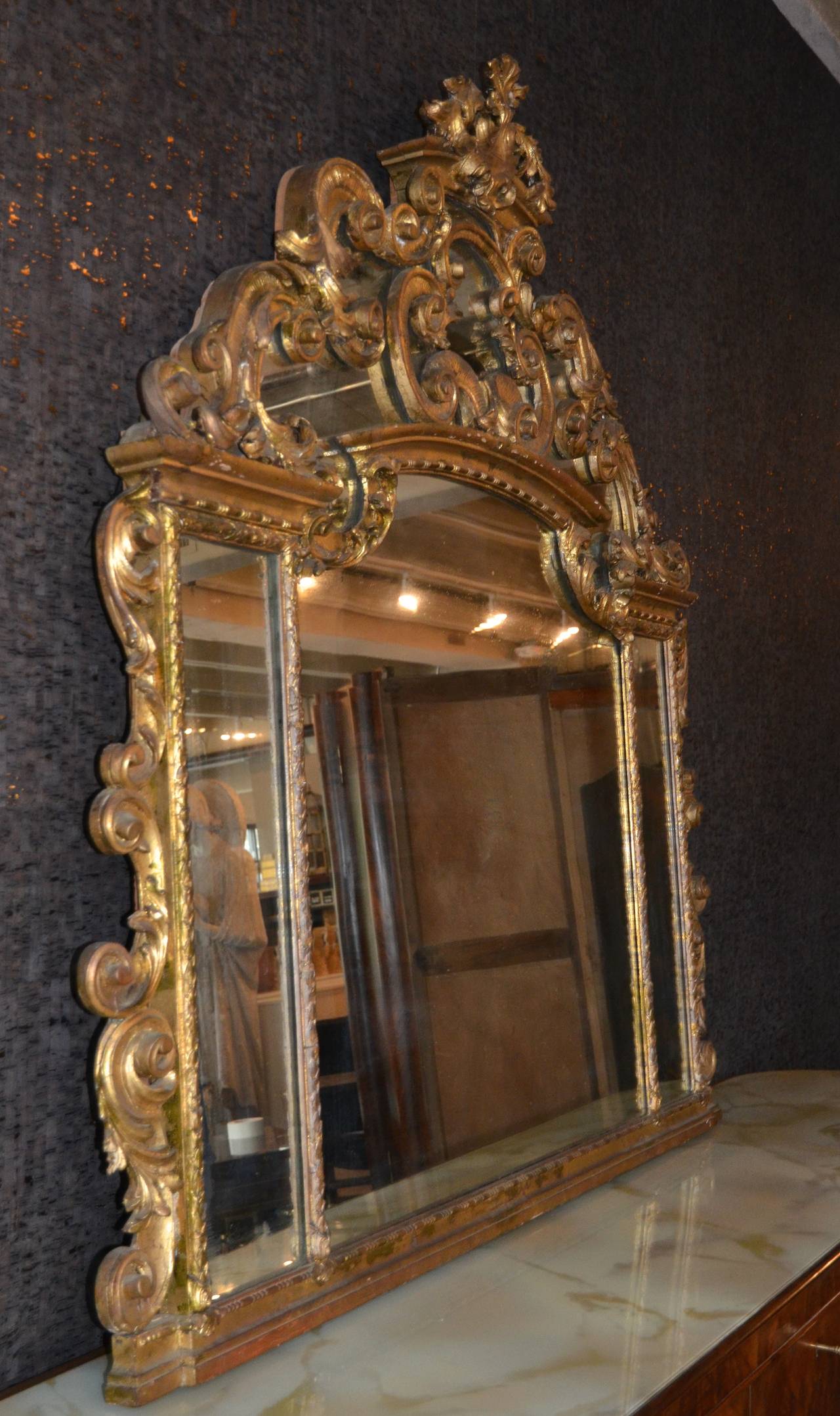 Large Giltwood Framed Italian Mirror, 19th Century 4
