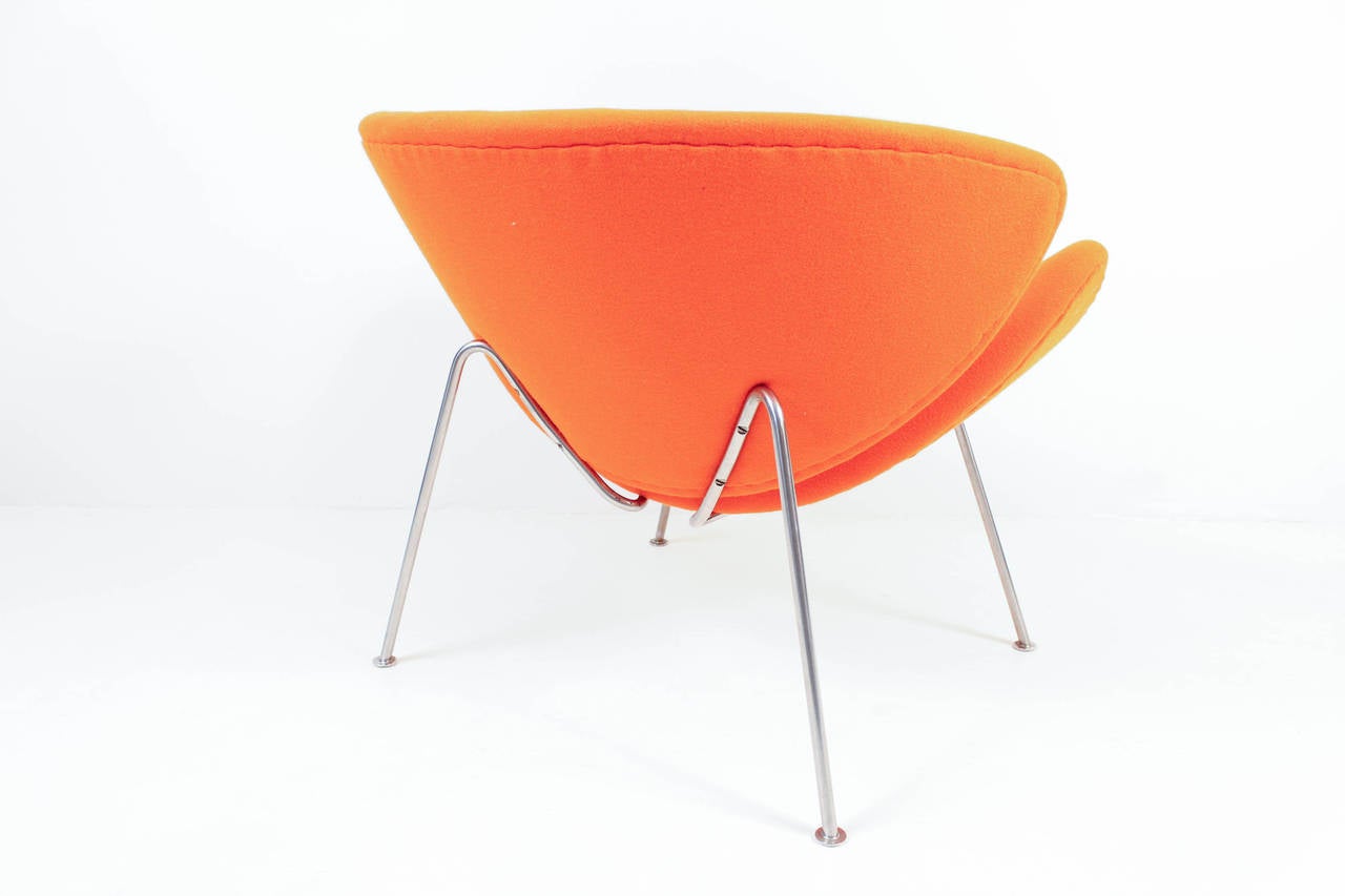 Chrome Chaise Vintage F437 Orange Slice de Pierre Paulin pour Artifort:: 1960