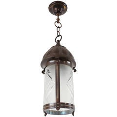 Art Nouveau Brass Hall Lantern