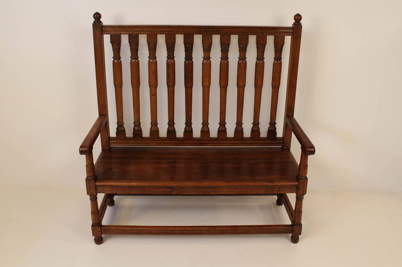 19th-Century Dutch Oak Hall Bench