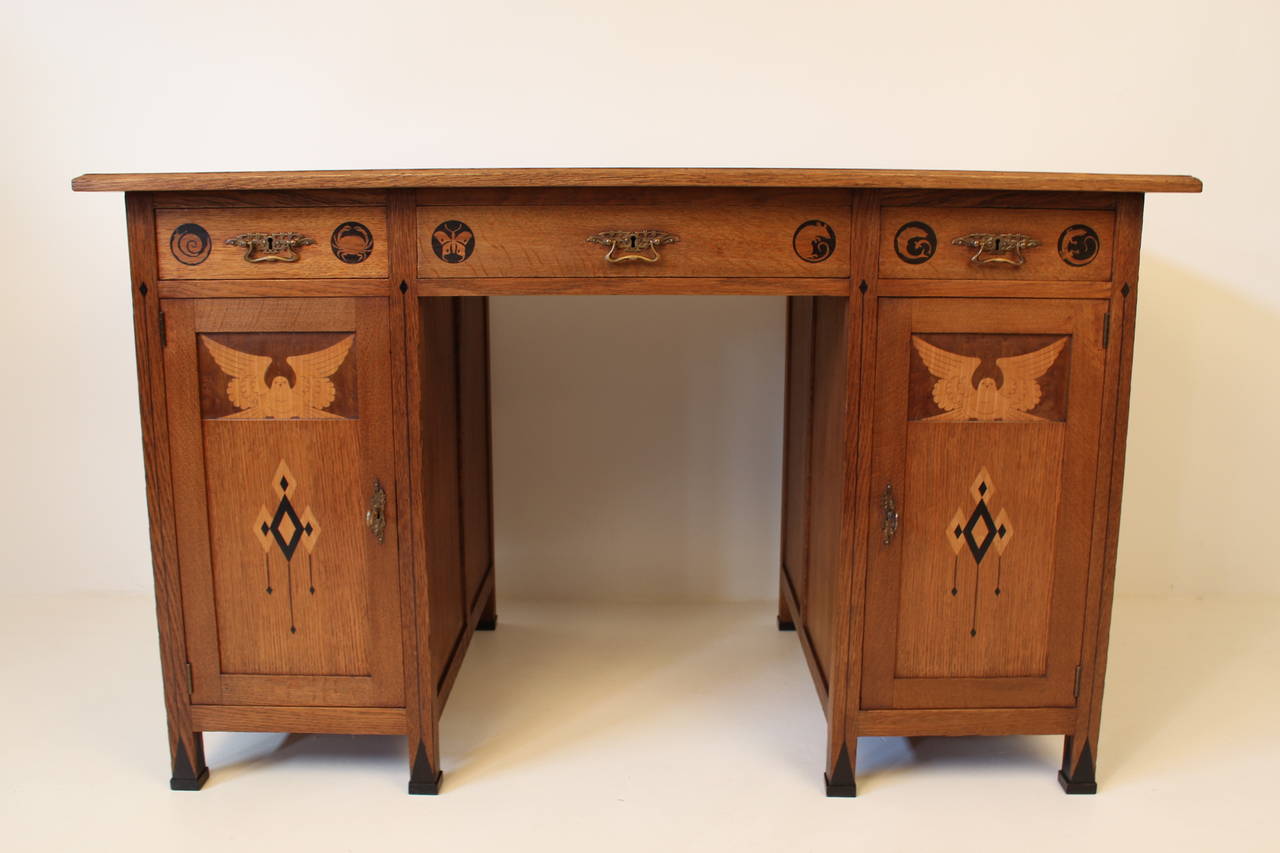 Arts and Crafts Important and Rare Ladies' Desk and Chair by Napoleon Le Grand