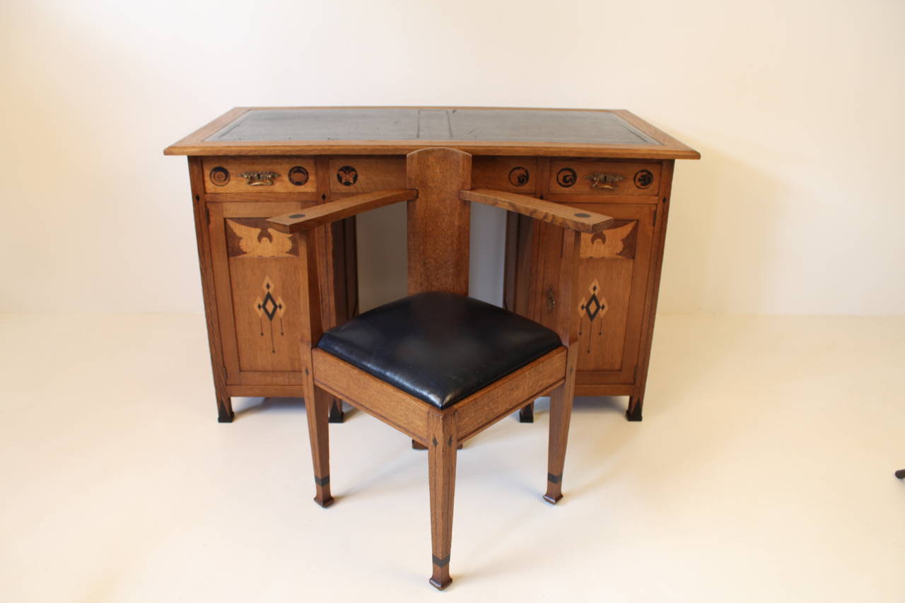 Early 20th Century Important and Rare Ladies' Desk and Chair by Napoleon Le Grand