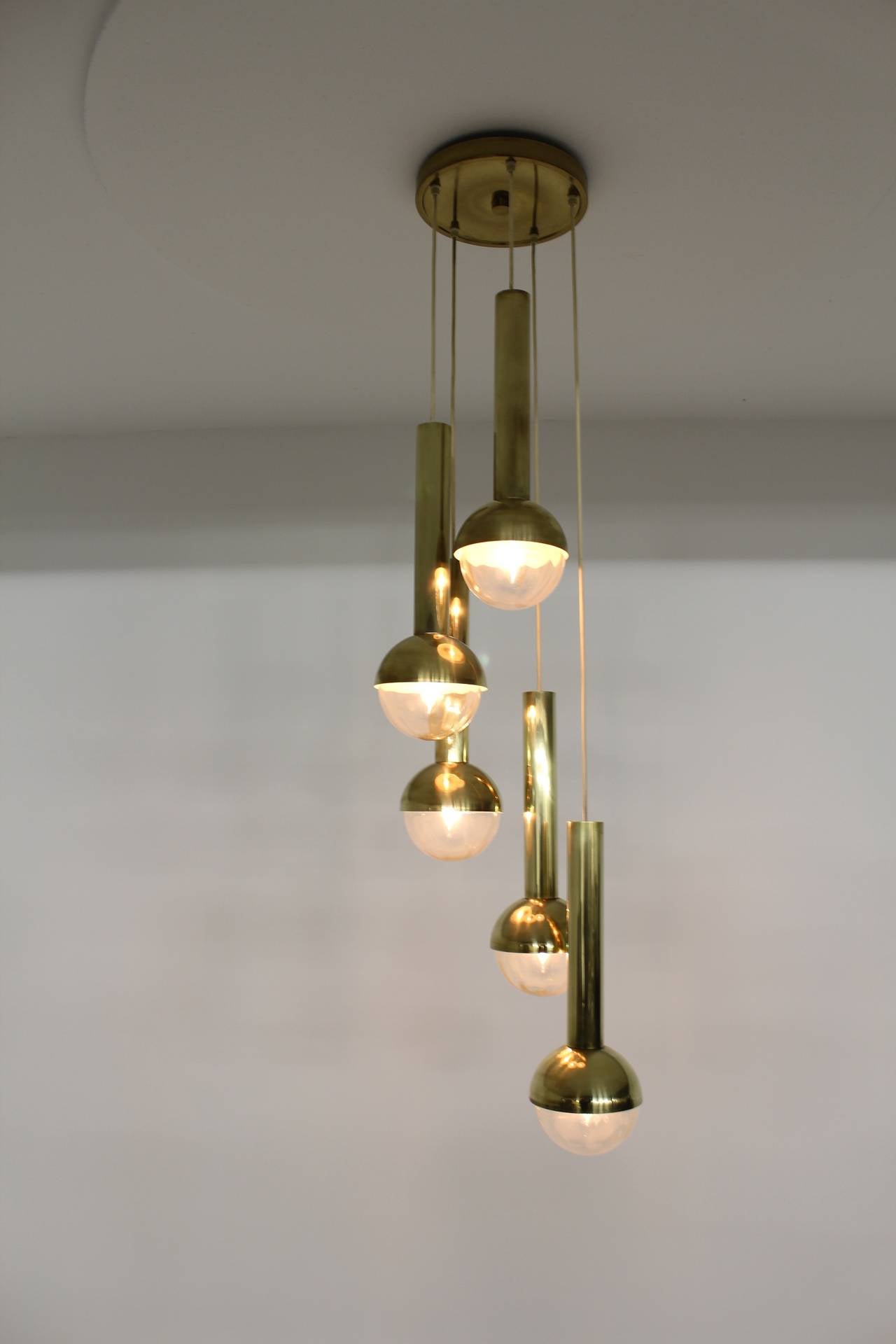 Rare Italian Pendant Lamp in the Style of Stilnovo In Good Condition In Amsterdam, NL