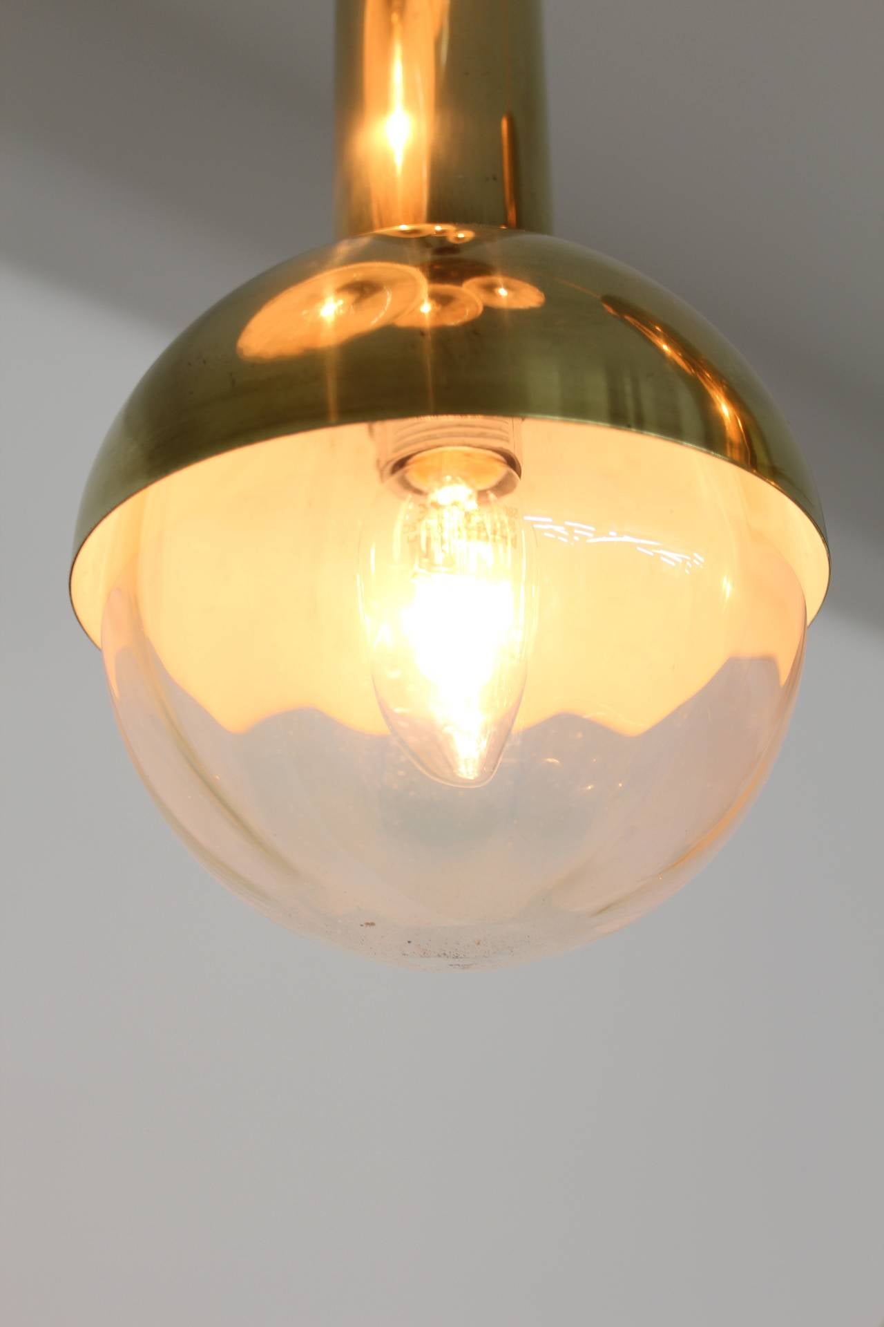 Brass Rare Italian Pendant Lamp in the Style of Stilnovo