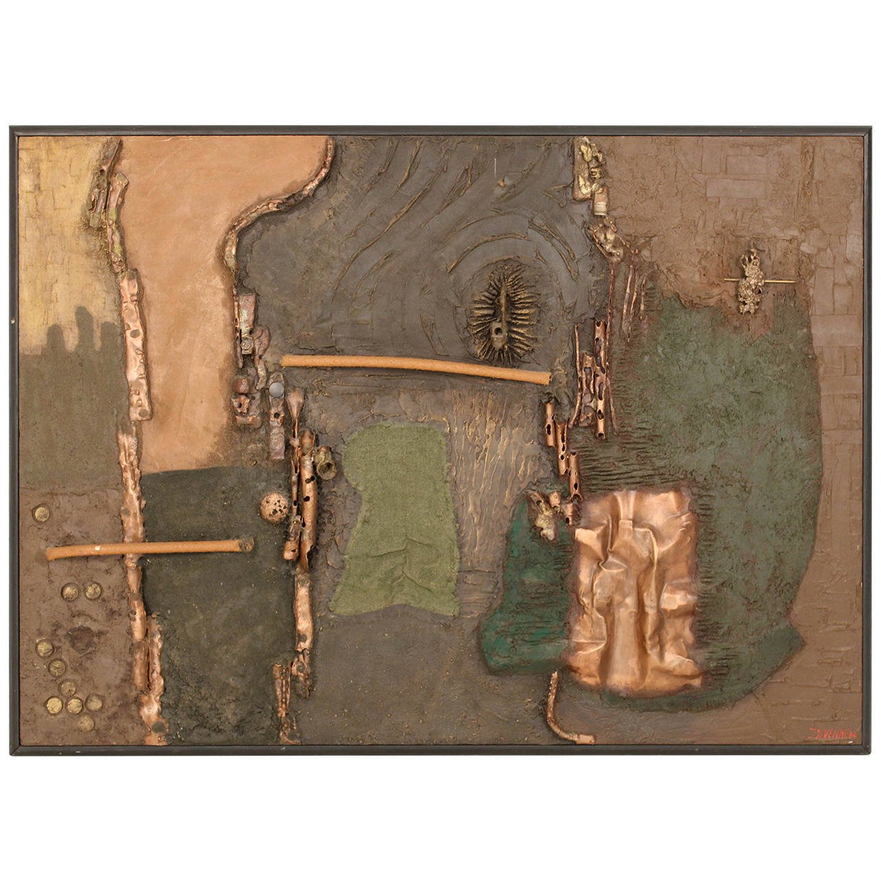 Stunning Brutalist Painting by J V/D Venne, Netherlands, 1984 For Sale