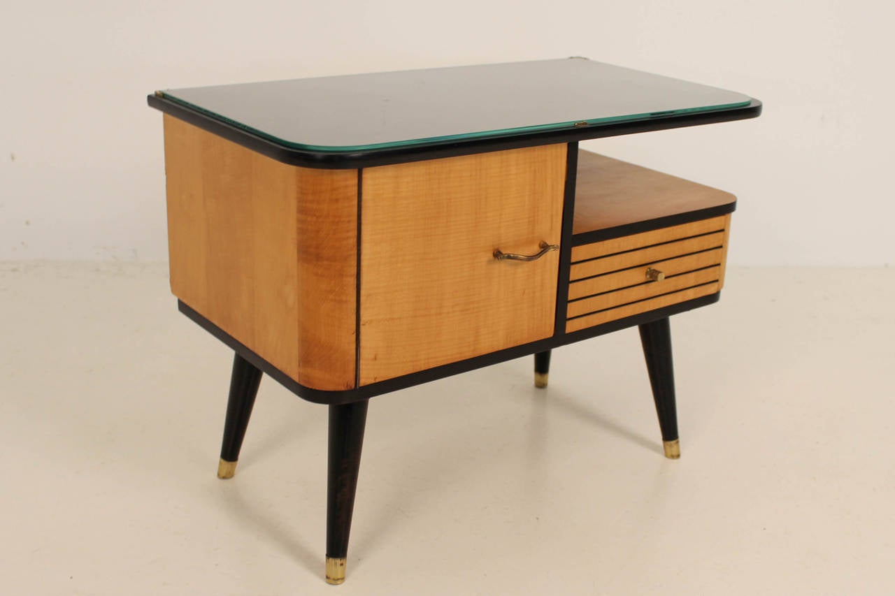 Brass Pair of Italian Mid-Century Modern Nightstands, 1950s