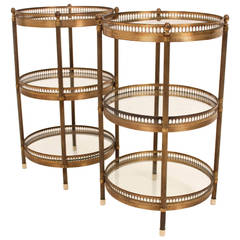 Pair of Maison Jansen End Tables with Original Glass Tops, 1940s