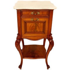French Louis XV Night Stand with Original Marble Top