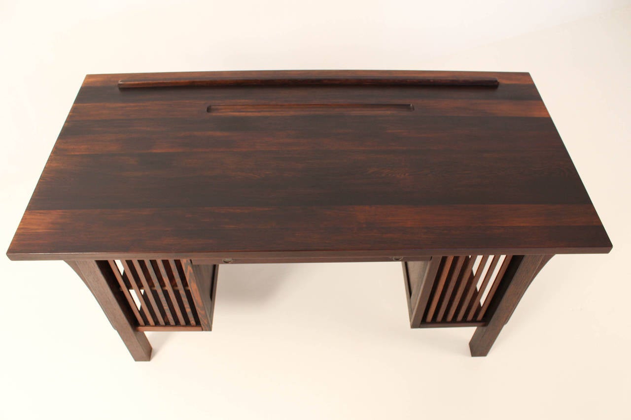Late 20th Century Solid Wenge Arts and Crafts Style Writing Table