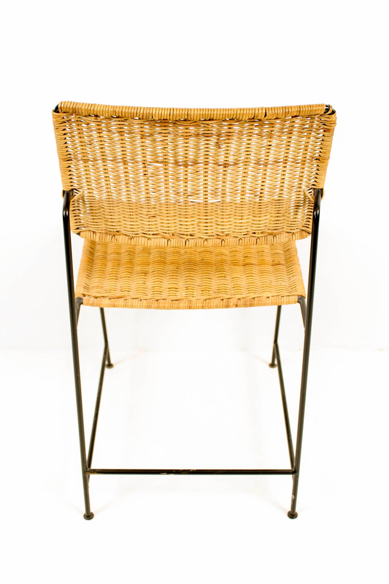 Mid-20th Century Rare Set of Six Rattan and Wire Chairs by Herta-Maria Witzemann