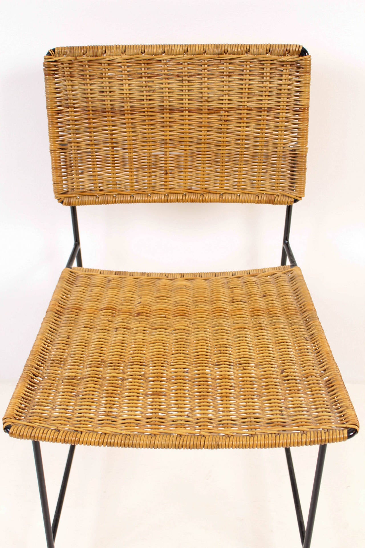 Enameled Rare Set of Six Rattan and Wire Chairs by Herta-Maria Witzemann