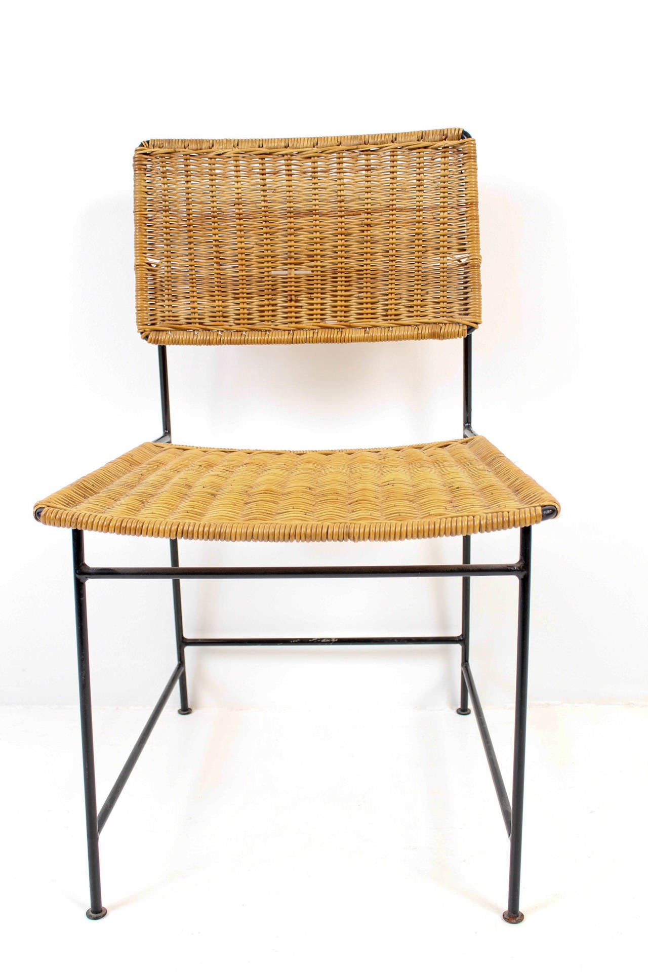 German Rare Set of Six Rattan and Wire Chairs by Herta-Maria Witzemann