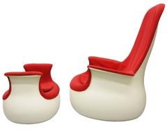 Fauteuil à bascule Culbuto de Marc Held du milieu du siècle avec pouf pour Knoll