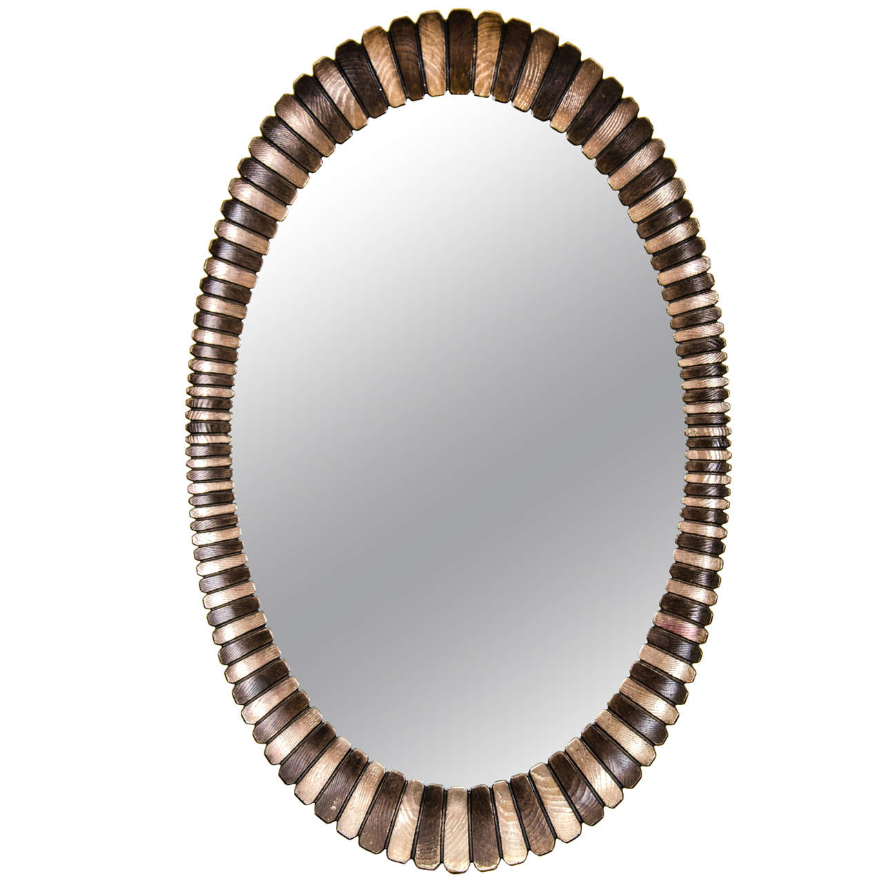 Oval Wall Mirror in Decorative Finish For Sale