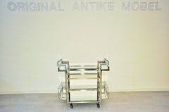 Polychromed Art Deco Rollable Bar Cart, Mirror Surface