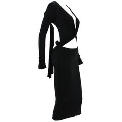 Tom Ford for Gucci Sexy Cut Out Jersey Black Cocktail Dress M, 1990s