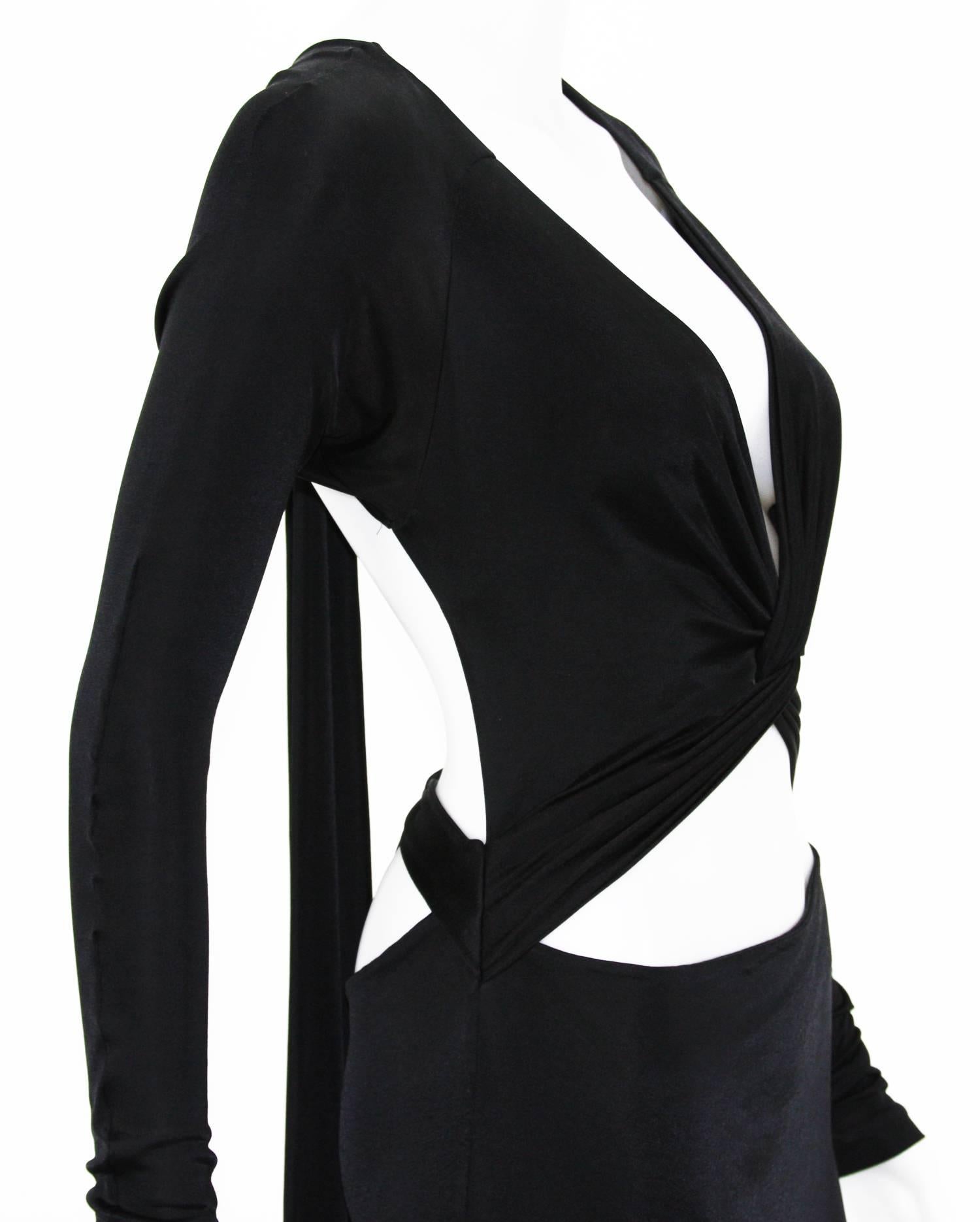Tom Ford for Gucci Sexy Cut Out Jersey Black Cocktail Dress M, 1990s 3